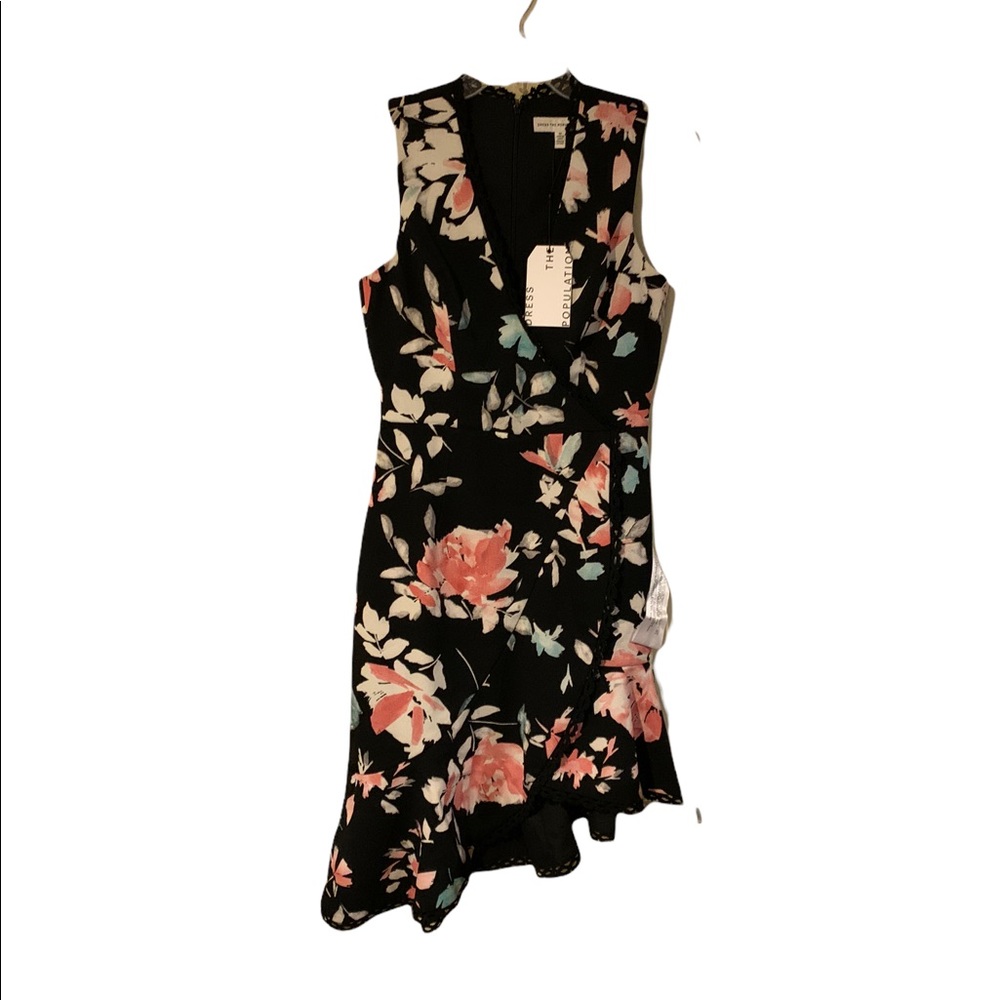 Dress The Population Floral Print Wrap Dress NWT - Picture 4 of 9